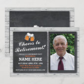 定年退職パーティー招待写真 乾杯 ビール パブパーティー 招待状 (正面/裏面)