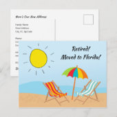 定年 移住 フロリダ ビーチ シーン 新住所 案内ポストカード (正面/裏面)