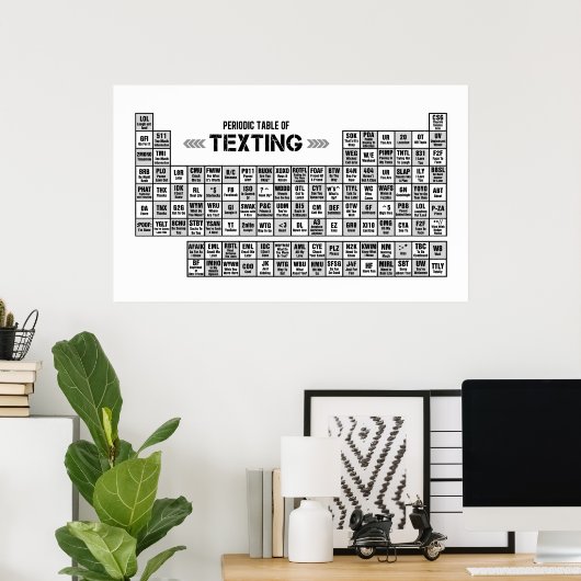 定期メールや文字を打つ表(b&w) ポスター (ホームオフィス)