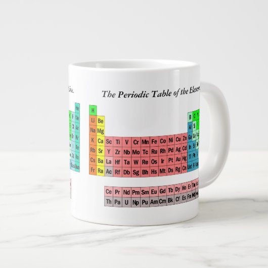 定期的なカフェイン量 – 周期表 ジャンボコーヒーマグカップ (正面右)