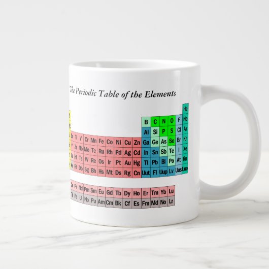 定期的なカフェイン量 – 周期表 ジャンボコーヒーマグカップ (右)