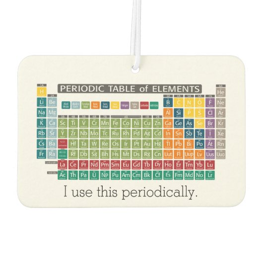 定期的な要素表 – 定期的に使用 カーエアーフレッシュナー (裏面)