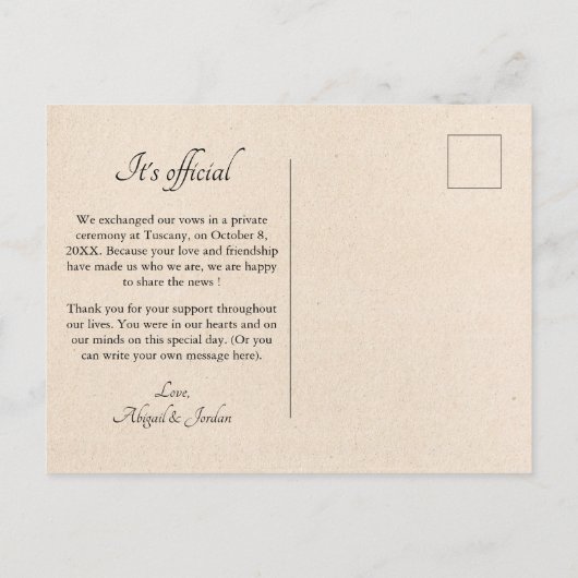 定番の結婚写真 案内ポストカード (裏面)