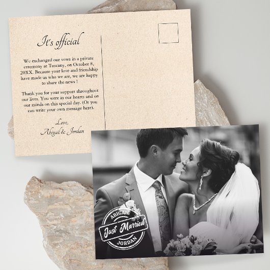 定番の結婚直後の写真 案内ポストカード