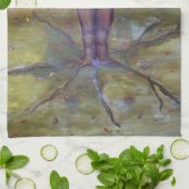 "定着させた"木の女神のファンタジーの芸術 キッチンタオル (折り畳み)