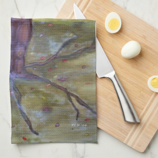 "定着させた"木の女神のファンタジーの芸術 キッチンタオル (四つ折り)