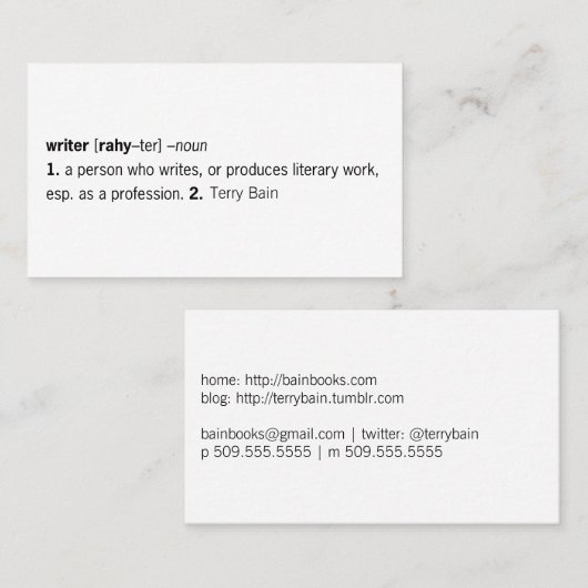 定義される作家[あなたとして] 名刺 (正面/裏面)