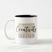 定義によって創造性を定義できない – 引用文 ツートーンマグカップ (左)