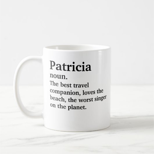 定義パーソナライズされた付きフレンド名おもしろい前 コーヒーマグカップ (左)