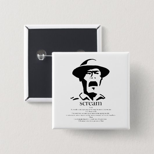 定義付きの叫び声を上げる男 缶バッジ (正面&裏面)