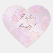 定義美しい。おもしろい文字。ハートステッカー ハートシール (正面)