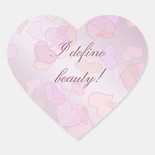 定義美しい。おもしろい文字。ハートステッカー ハートシール (正面)