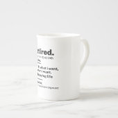 定義退職した名詞、除おもしろい外ギャグギフト ボーンチャイナマグカップ (正面右)