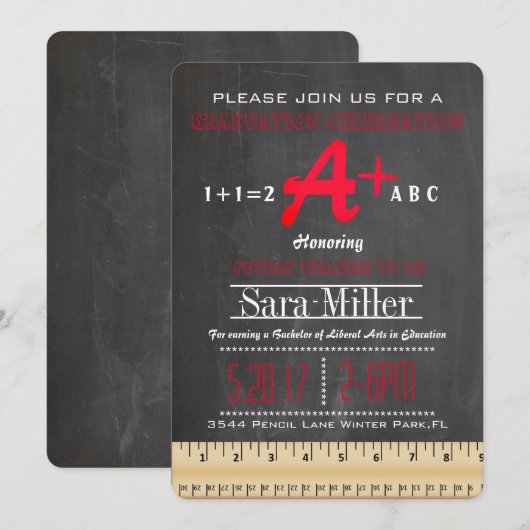 定規教師卒業招待状 招待状 (正面/裏面)