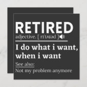 定退職した義おもしろい，退職退職した 招待状 (正面/裏面)