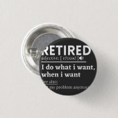 定退職した義おもしろい,退職退職した 缶バッジ (正面&裏面)