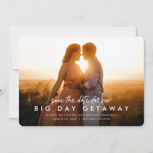 宛先の結婚式の日付の写真カードを保存 セーブザデート (正面)