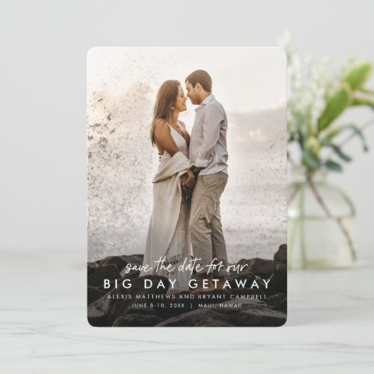 宛先の結婚式の日付の写真カードを保存 セーブザデート (スタンド正面)