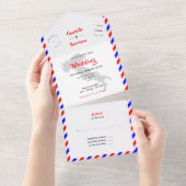 宛先ウェディングイタリアエアメールスタイルすべて1つ オールインワン招待状 (貼ってはがせる)