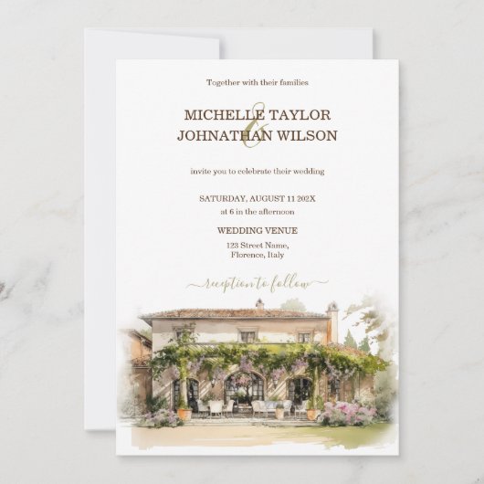 宛先ウェディングイタリアトスカニーフローレンス 招待状 (正面)