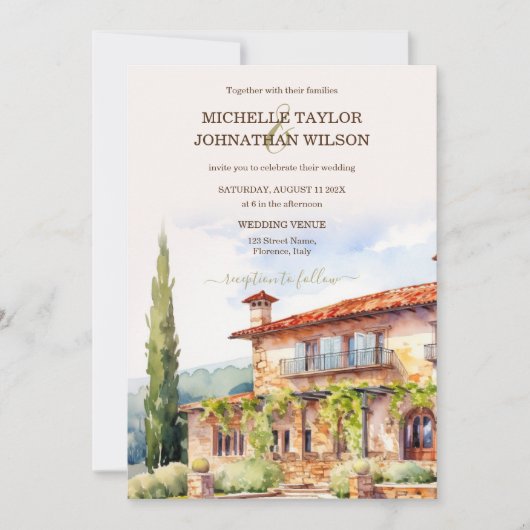 宛先ウェディングイタリアトスカニーフローレンス 招待状 (正面)