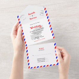 宛先ウェディングイビザスペインAirmailすべて1で オールインワン招待状