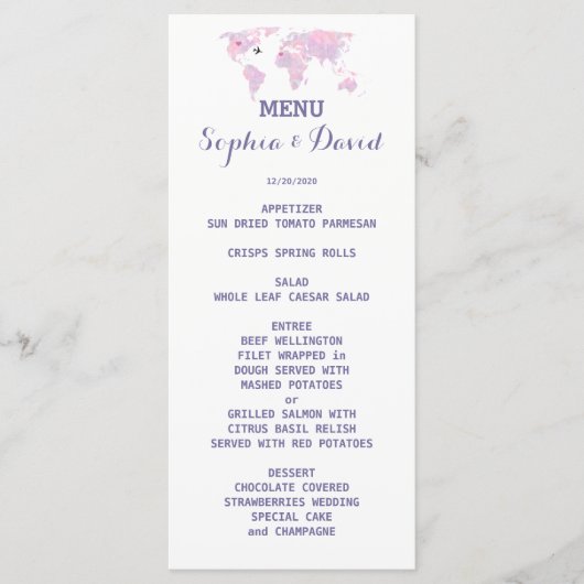 宛先ウェディングウォーターカラーワールドマップメニュー メニュー (正面)