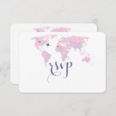 宛先ウェディングウォーターカラーワールドマップRSVP 出欠カード (正面/裏面)