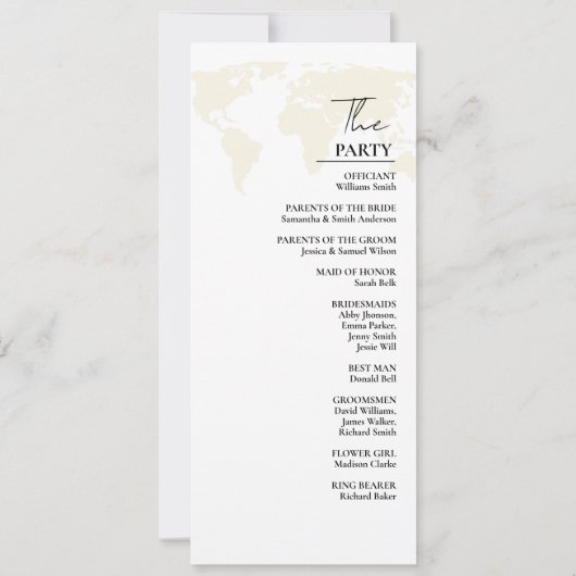 宛先ウェディンググリーン結婚式 プログラムカード 招待状 (裏面)