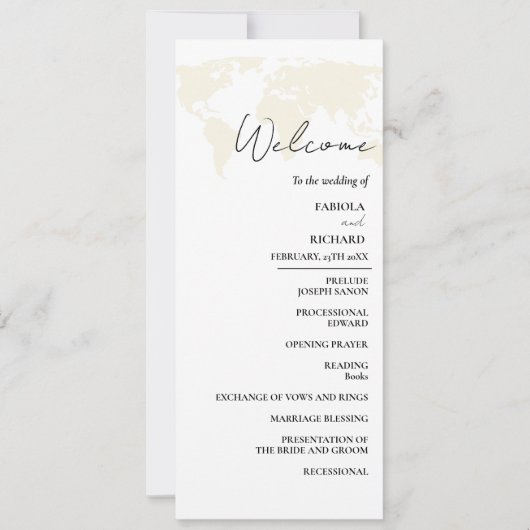 宛先ウェディンググリーン結婚式 プログラムカード 招待状 (正面)