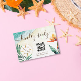 宛先ウェディングコンパスモノグラムQRコード 出欠カード