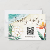 宛先ウェディングコンパスモノグラムQRコード 出欠カード (正面)