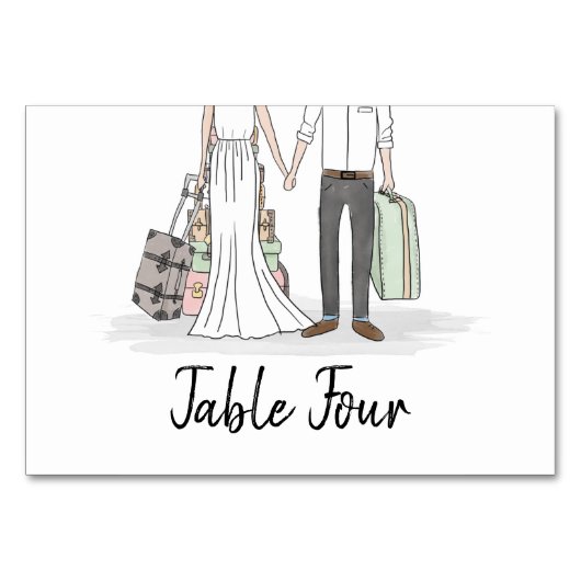 宛先ウェディングスーツケースのテーブルカード テーブルナンバー (正面)