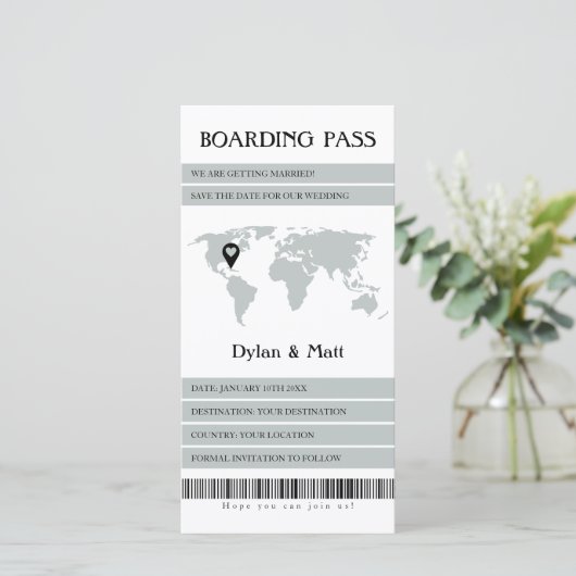 宛先ウェディングセージ電子ボーディングパス セーブザデート (スタンド正面)