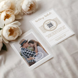 宛先ウェディングトラベルテーマQRコードフォト エンクロージャーカード