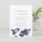 宛先ウェディングネイビーブルーグレーインディゴ 招待状 (スタンド正面)