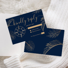 宛先ウェディングパスポートコンパスモノグラム 出欠カード