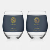 宛先ウェディングパスポートコンパス結婚式の引き出物 ステムなしワイングラス (裏面)