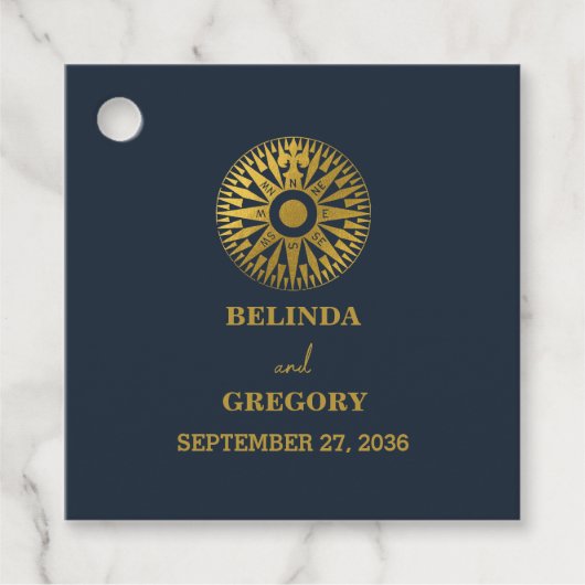 宛先ウェディングパスポートコンパス結婚式の引き出物 フェイバータグ (正面)