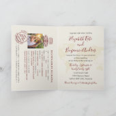 宛先ウェディングパスポートレッド金ゴールドマップ+ハート 招待状 (内部)