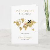 宛先ウェディングパスポート金ゴールド世界地図 招待状 (正面)