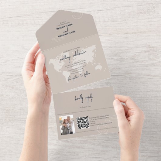 宛先ウェディングパスポ結婚ーツコンパス オールインワン招待状 (貼ってはがせる)