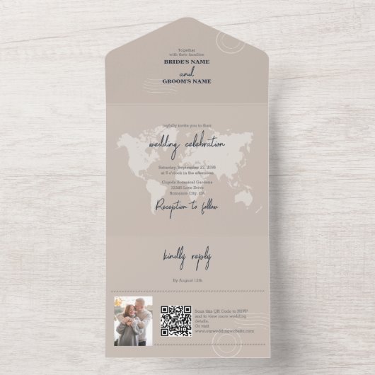 宛先ウェディングパスポ結婚ーツコンパス オールインワン招待状 (内側)