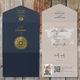 宛先ウェディングパスポ結婚ーツコンパス オールインワン招待状
