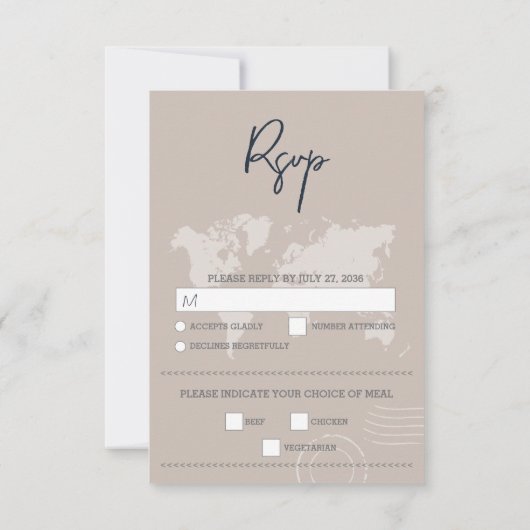 宛先ウェディングパスポ結婚ーツコンパス 出欠カード (裏面)