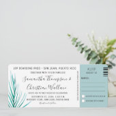 宛先ウェディングパームウォーターカラーボーディングパス 招待状 (スタンド正面)