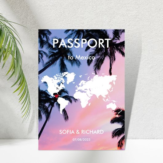 宛先ウェディングパームビーチワールドマップ 招待状