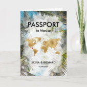 宛先ウェディングパームビーチ金ゴールドワールドマップ 招待状 (正面)