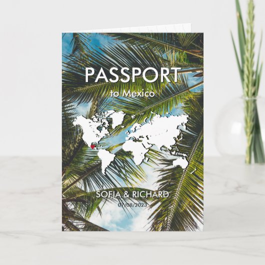 宛先ウェディングパームビーチ金ゴールドワールドマップInv 招待状 (正面)