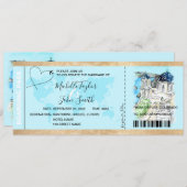 宛先ウェディングボーディングパスサントリーニギリシャ 招待状 (正面/裏面)